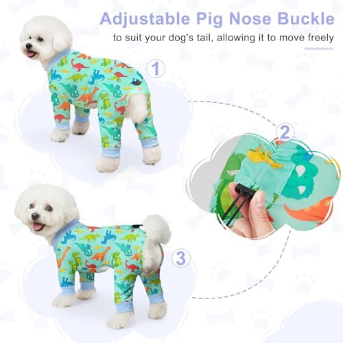 Bienbee Dog Pajamas, 4 Pack Adjustable Onesies for Small to Large Dogs S