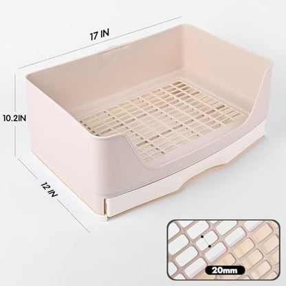 Large Rabbit Litter Box Bunny Potty Training Corner Litter Pan with Drawer Comes with Liners Rabbit Pee Pads, Small Animal Bedding Toilet for Adult Guinea Pig, Ferret, Hamster, Bunnies