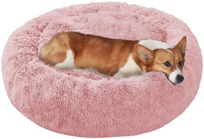 JOLLYVOGUE Dog Bed, Calming Anti-Anxiety Large Dog Bed, Fluffy Donut Cushion for Medium and Large Pets (31")