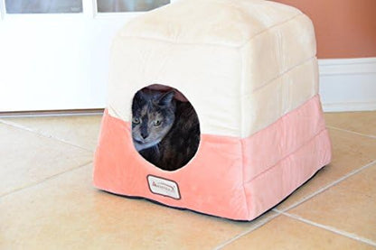 Cat Bed in Orange and Beige