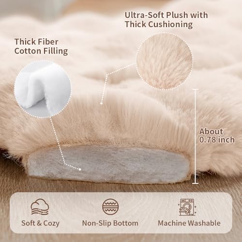 SOMAHE Plush Pet Bed Mat, Machine Washable, Medium 27x20 Milky White