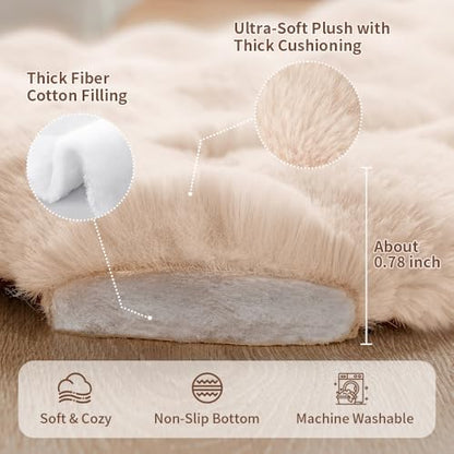 SOMAHE Plush Pet Bed Mat, Machine Washable, Medium 27x20 Milky White