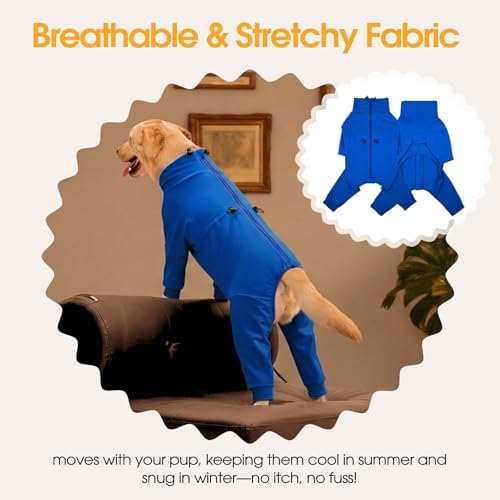 Adjustable Recovery Suit for Small Dogs, Dog Pajamas, Blue, S