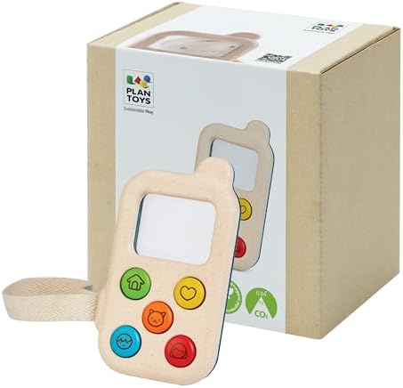 PlanToys® Wooden My First Phone Toy for Toddlers Montessori Baby Sensory