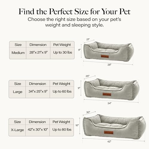 Modern Threads Luxury Dog Bed - Comfortable Tufted Velvet Cushion for Small to Large Dogs - Machine Washable - Durable & Cute Sleep Space for Pets - Pamper Your Pet with Cozy Beds - Light Grey