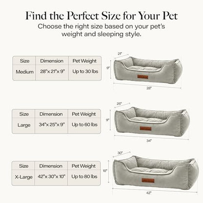 Modern Threads Luxury Dog Bed - Comfortable Tufted Velvet Cushion for Small to Large Dogs - Machine Washable - Durable & Cute Sleep Space for Pets - Pamper Your Pet with Cozy Beds - Light Grey