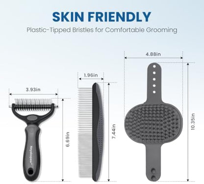 Undercoat Rake, Dematting Metal Comb and Bathing Brush For Dogs and Cats