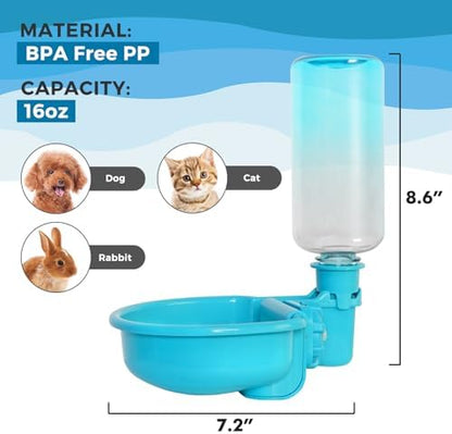 VANNON 16 oz Gravity Pet Water Bowl, Anti-Splash Dispenser, Gradient Blue
