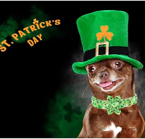 Dog Collar - St. Patrick's Day Dog Collars with Flower for Dogs Flowers Adjustable Pet Collar Girl Pet Gift for Medium Small Large Dogs