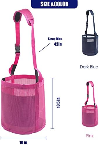 Horse Feed Bag for Grain - Heavy Duty Mesh Horse Feeder with Adjustable Strap,Comfort Neck Pad,Nose Pad Horse Muzzle Feed Bag(Medium,2pink)