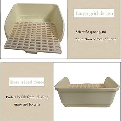 Hamiledyi Large Rabbit Litter Box Corner Bedding Box Chinchilla Toilet Trainer Square Potty Pet Pan for Adult Guinea Pig, Galesaur.Ferret and Other Animals (White)