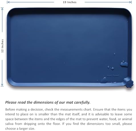 Hoki Found Silicone Pet Food Mats - Non Slip Dog Cat Bowl Placemats - Waterproof Dog Cat Food Mats - Suitable for Carpet - Indigo Ink