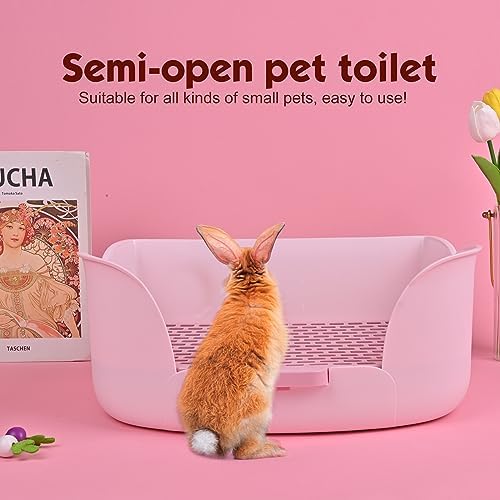 RUBYHOME Large Bunny Litter Box (15.5" x 11.1" x 6.2") Small Animal Litter Pet Toilet Potty Trainer Corner Litter Bedding Box Pet Pan for Rabbit Guinea Pig Easy to Clean (Purple)