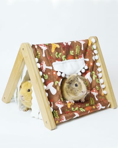 Guinea Pig House, Bamboo Hideout with Window, Bottomless Cage Accessory