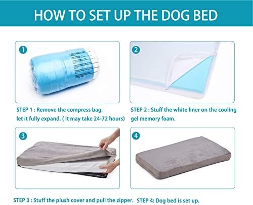 Orthopedic Memory Foam Dog Bed, Cooling Dog Beds for Medium Dogs -Waterproof Pet Bed for Crate with Removable Washable Cover, M(29inch,45Lbs)