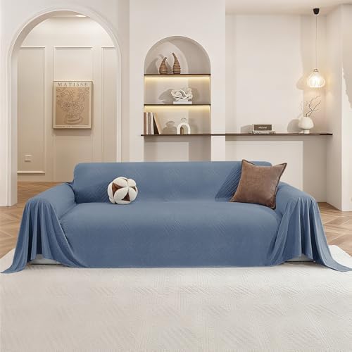 Couch Cover for Dogs, Loveseat 2 Cushion Sofa Cover, Blue