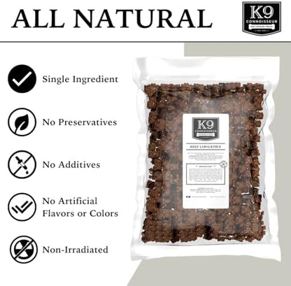 K9 Connoisseur Beef Lung Dog Treats - USA Made Single Ingredient Dog Treat