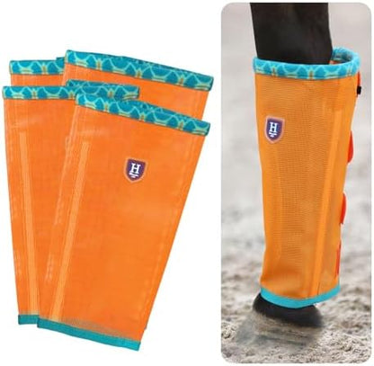 Fine Mesh Fly Boots Loose Fitting & Non-Slip Horse Fly Leggings Fleece Air Flow (Set of 4)