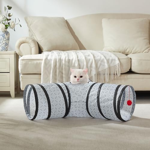 Cat Tunnels for Indoor Cats 3 Way Play Toy Kitty Tunnel Peek Hole Toy with Ball for Cat Tube Fun for Rabbits Kittens and Dogs