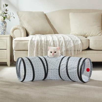 Cat Tunnels for Indoor Cats 3 Way Play Toy Kitty Tunnel Peek Hole Toy with Ball for Cat Tube Fun for Rabbits Kittens and Dogs
