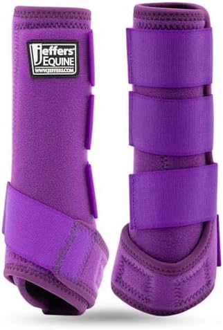 Jeffers Expression Protective Horse Boots, 1 Pair, Small - Safe Neoprene Leg Guards, Durable Strap Closures, Front & Hind Support, Equestrian Accessories for Travel & Riding - Purple