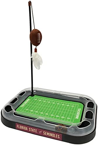 Pets First 5-in-1 Cat Toy: Interactive Cat Scratcher with Catnip Filled Plush Football & Feathers