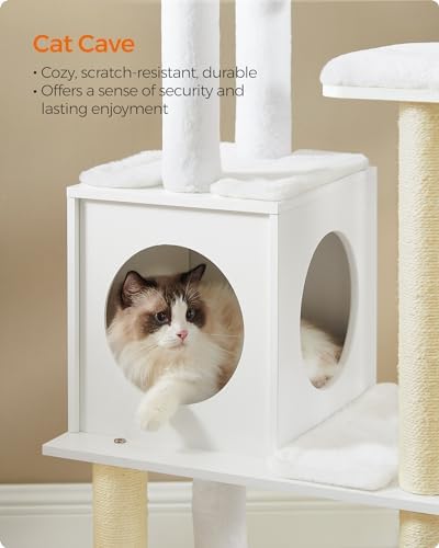 Feandrea Cat Tree, 65-Inch Multi-Level Tower with 5 Scratching Posts