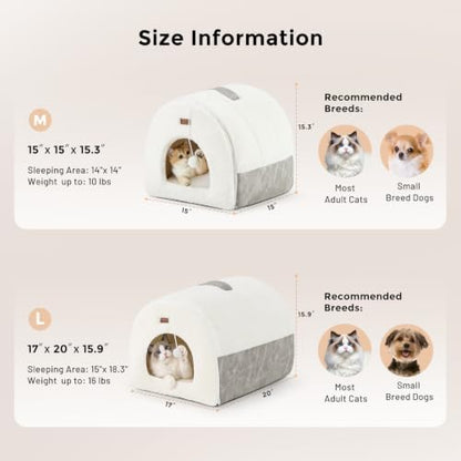 ZOMISIA 2in1 Cat Cave for Indoor Cats Foldable Cat Bed with Washable Pillow