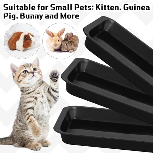 3 Pcs Kitten Litter Pan Black 15.1 x 12 x 1.4 Inch