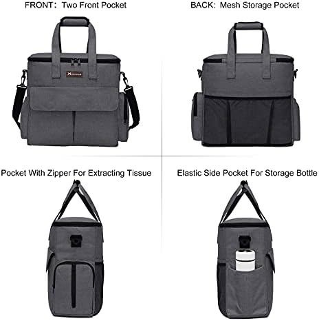 Modoker Weekend Dog Travel Bag with 2 Food Bags, 2 Bowls and Mat, Dark Gray