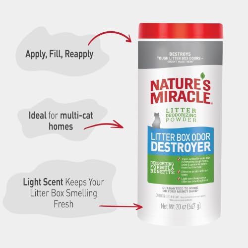 Nature's Miracle Cat Litter Box Odor Deodorizer Powder, 20 oz