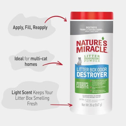 Nature's Miracle Cat Litter Box Odor Deodorizer Powder, 20 oz