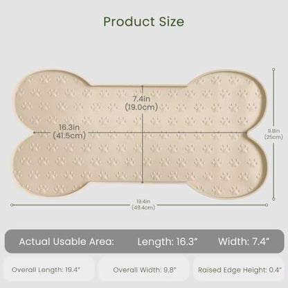 PWTAA Dog Food Mat Anti-Slip Silicone Dog Bowl Mat Thicker Pet Placemat Waterproof Cat Feeder Pad with Raised Edge Puppy Kitten Feeding Mats Suitable Small Medium-Sized Dogs Cats Eating Tray - 2PCS