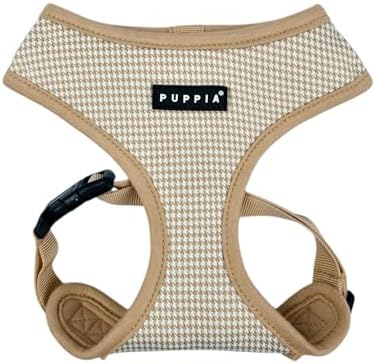 Puppia Amatus Dog Harness A (Over-The-Head) Fashionable Houndstooth Pattern Spring Summer Harness for Small and Medium Dogs, Beige, X-Large