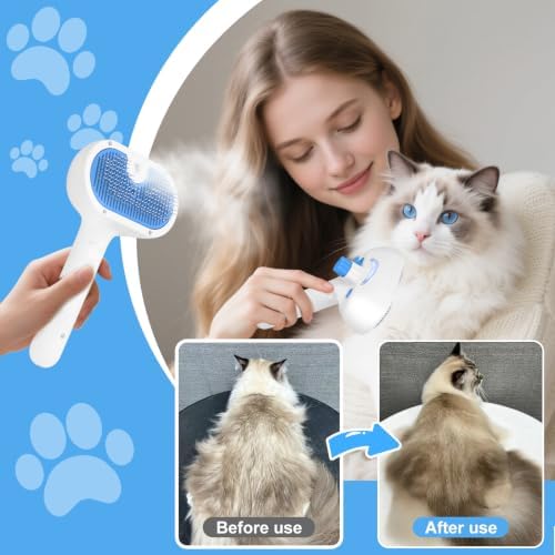 Pet Steam Brush for Dog, cat brushes for indoor cats - 2 Waterless Shampoo