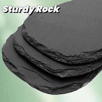 Tlence 3 Pack Reptile Basking Platform, 11''x5.5'' Tortoise Rock Plates, Bearded Dragon Feeding Slate, Lizard Bathing Resting Rock Slab for Gecko Chameleon Snake Frog Habitat Accessories