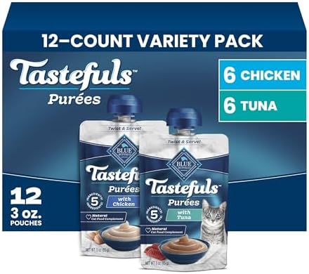 Blue Buffalo Tastefuls Purees Variety Pack Cat Food Topper, 3 oz, 12 ct