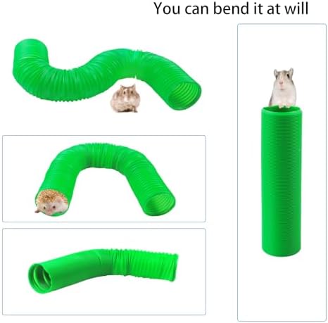 Plastic Hamster Cage Tunnels with Chew Toy,Collapsible Pet Tunnel，Small Animal Tubes,Collapsible Plastic Tunnel,15 Pcs Small Animal Chew Toys for Guinea Pigs, Chinchillas, Rats, Gerbils （Green）