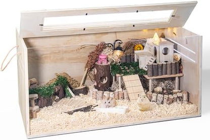Pine Small Animals Houses&Habitats Chewproof, 32" Pine Guinea Pig Cage Hamster Cage for Small Animals (32" Medium, Normal)