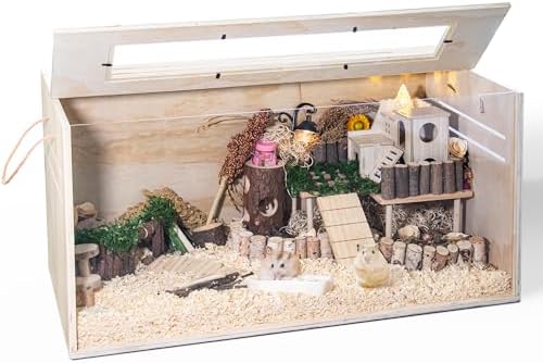 Pine Small Animals Houses&Habitats Chewproof, 32" Pine Guinea Pig Cage Hamster Cage for Small Animals (32" Medium, Normal)
