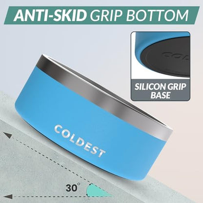 Coldest Dog Bowl - Anti Rust Metal, Non Slip, 3 Layers Insulated Stainless Steel Dog Bowls - Spill Proof & Heavy Duty - Water Bowl for Dogs, Cats & Pets, Dish Washer Safe (100 oz, Celestial Blue)