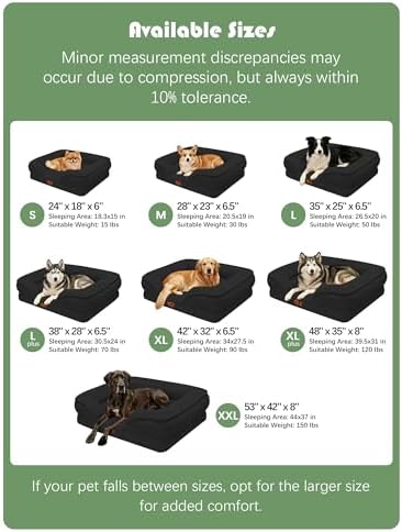 Spotted Play Orthopedic Dog Bed with Sides - Sofa Beds for Extra Large Dogs, Supportive Foam Pet Couch Bed with Washable Removable Cover, Waterproof Lining and Non-Slip Bottom, Black - XL