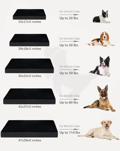 KSIIA Orthopedic Dog Bed for Large Dogs with Waterproof Lining, Black,35x22