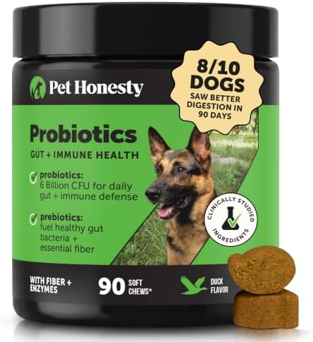 Pet Honesty Dog Probiotics Chews for Gut & Digestive Health, 90ct, Duck