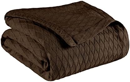 Superior Diamond Weave All-Season Cotton Blanket, Cover for Home, Couch, Bed, Soft, Warm Blankets, Boho Aesthetic, Comfy, Cozy, and Cute Covers, Decorative Bedding Essentials, Twin Size, Chocolate