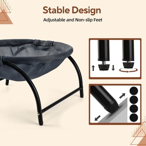 LIFLIX Raised Cat Hammock Bed, Standing Cat Cot with Washable Mesh, Pet Bed for for Kittens,Dark Blue