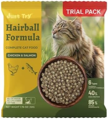 Just Try Hairball Relief Cat Food with Cat Grass, Pumpkin & Taurine, 50g