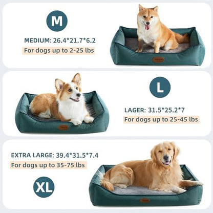 Tidore Orthopedic Dog Beds for Medium Dogs, Durable Egg Crate Foam Sofa Dog Bed wit Washable Removable Cover,Waterproof Lining,Pet Bed for Large Dogs (Olive Green, 31.5" L x 25.2" W x 7" Th)