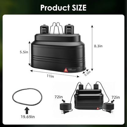 MIXJOY Dual Reptile Light Fixture, Max 160W Each Heat Lamp Fixture with Separate Switches, Fits Reptile Light/Heat Lamp/UVB Light for Lizards, Turtles, Snakes, and Amphibians