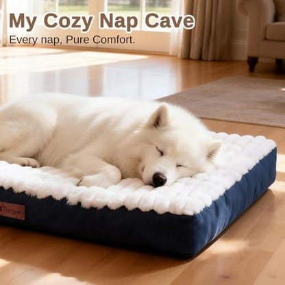 Orthopedic Dog Bed for Large Dogs,Firm Egg Crate Foam,Non-Slip Bottom,Blue